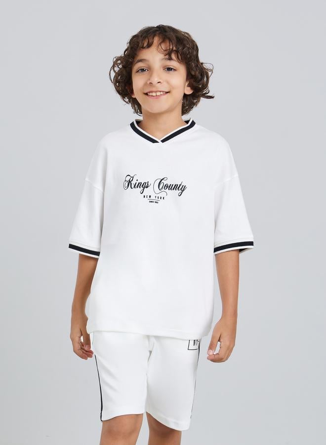 Styli Kids Off-White Cotton T-Shirt and Shorts Set - Image 2